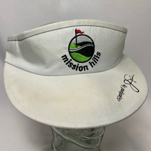 Vintage 80s/90s Mission Hills Golf And Country Club Adjustable Visor White - Picture 1 of 9